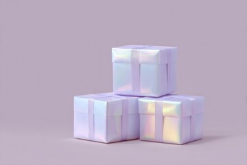 Elegant stacked gift boxes feature shimmering finish, perfect fo