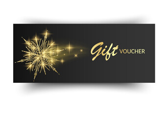 Elegant Black Gift Voucher with Golden Snowflake Design Sophisticated holiday gift card mockup isolated on white, perfect for premium brand promotions, Christmas seasonal sales, and luxury boutique in