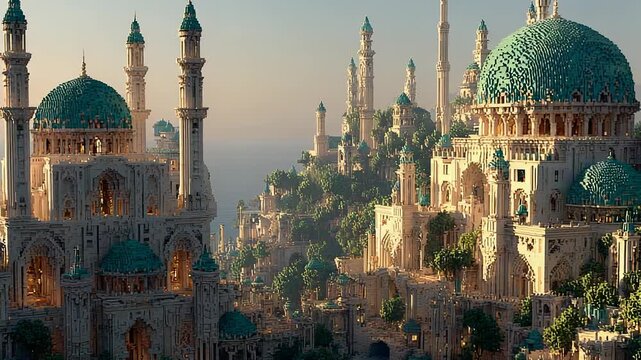 Intricate Miniature Cityscape Built from Small Blocks, Detailed Architectural Model, Creative Construction, Urban Planning Visualization