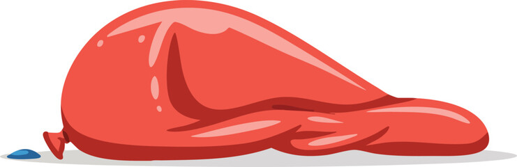 Obraz premium Deflated red balloon on a white background