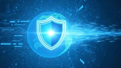 Global cybersecurity network protection a shield safeguarding the world with digital streams - Powered by Adobe