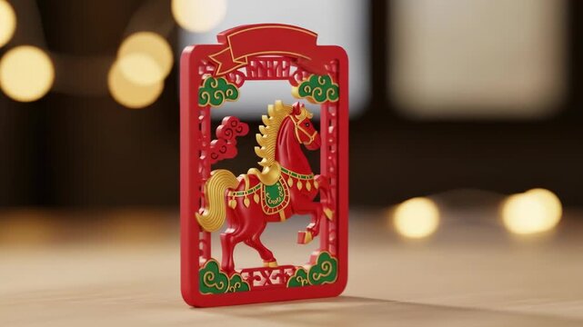 Chinese New Year Horse Ornament Decoration Festive Red Color.