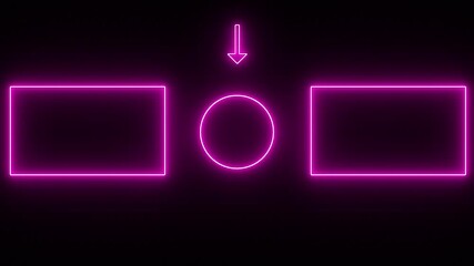 end screen with a neon pink glowing outro animation on the black background