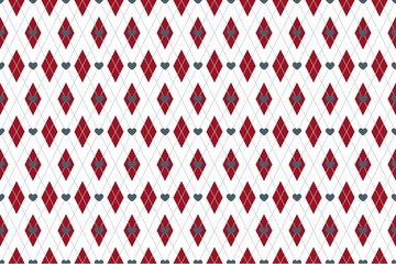 Vibrant red diamond pattern with gray accents on white background