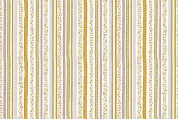 Vibrant floral striped pattern with yellow, green, and pink hues