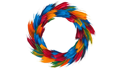 Colorful Feathers Forming a Circular Pattern.