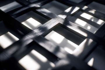 Highcontrast geometric patterns create a fragmented interplay of light and shadow on a textured surface with a bold design