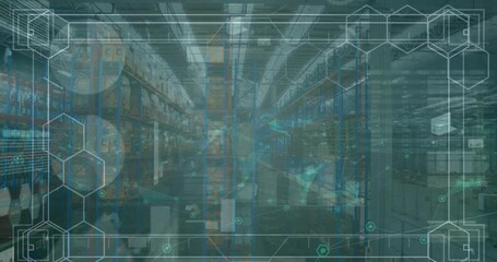 Animation of financial data processing over warehouse - Powered by Adobe