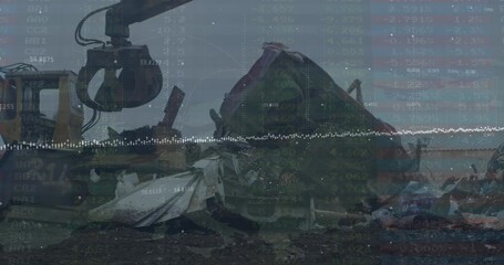 Animation of financial data processing over man using smartphone - Powered by Adobe