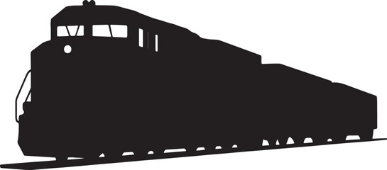 Freight Train bold, black silhouette vector illustration of a freight train moving forward. © Silhouette Vector
