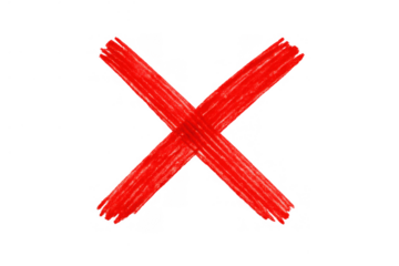 Hand drawing a red x mark, indicating error, cancellation, wrong choice, decline, or exit symbol