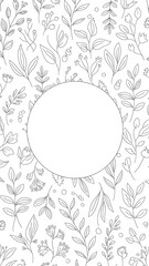 Obraz premium White Floral Pattern with Empty Circle.