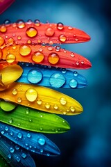 Fototapeta premium Rainbow flower with water droplets