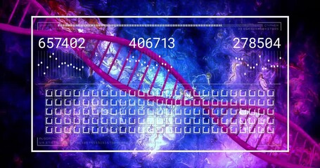Animation of data processing over dna strand - Powered by Adobe