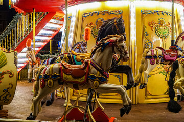 Shiny horse carousel in Gdansk	