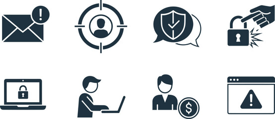Cybersecurity icons set: protection, privacy, and digital security concepts.