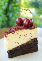 Tiramisu Brownie, a fusion dessert combines rich and fudgy texture of American brownie with the coffee and cream flavors of traditional Italian tiramisu