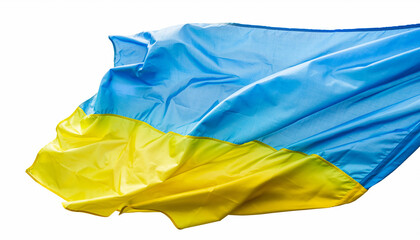 Ukrainian flag waving in the wind with blue and yellow colors representing national identity and pride during the day