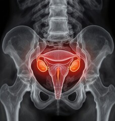 Xray style image of the female pelvic region