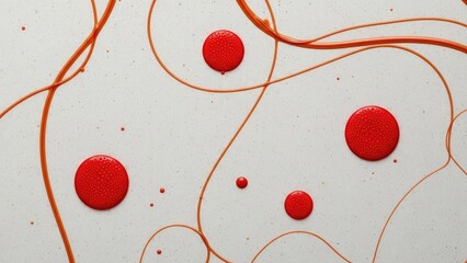 Abstract red dots and orange lines