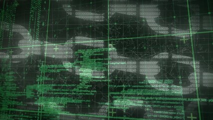 Animation of digital data processing over grid and online security chain - Powered by Adobe