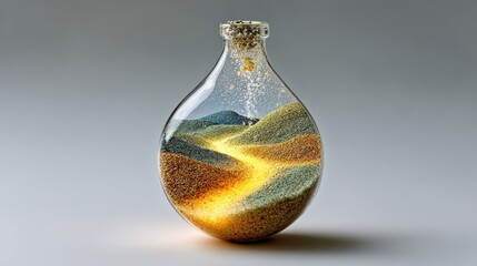 Magical Landscape Inside a Glass Bottle.