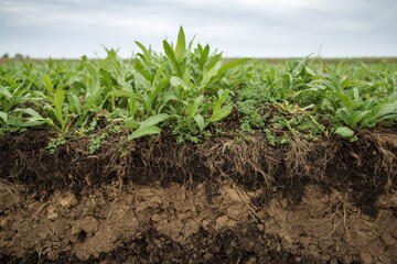 Ecofriendly farming with notill method promotes healthy soil and plant growth in sustainable agriculture