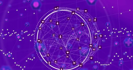 Animation of network of connections over dna strand on animation - Powered by Adobe