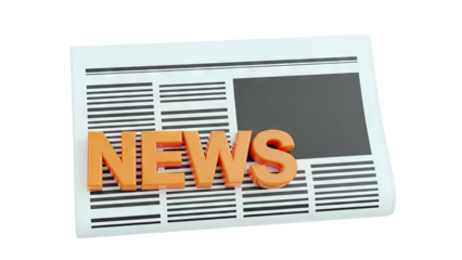 3D Render of 'NEWS' word on a Newspaper