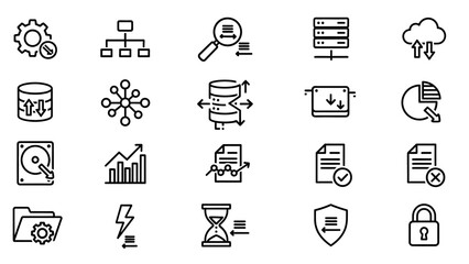 Fototapeta premium Collection of Simple Line Icons Representing Technology.