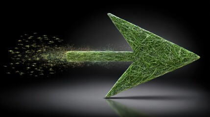 Green Arrow Moving Forward with Particles.