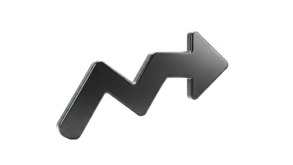 Black 3D Arrow Icon with Jagged Line