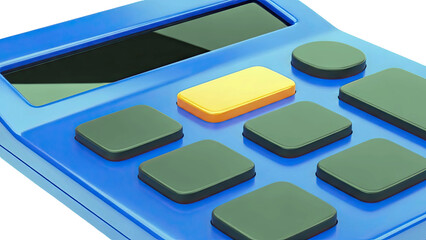 Blue calculator with orange and black buttons