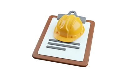Clipboard with Hard Hat and Checklist