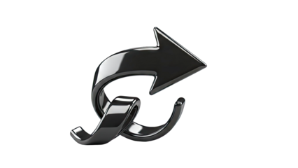 Glossy Black Curved Arrow Icon
