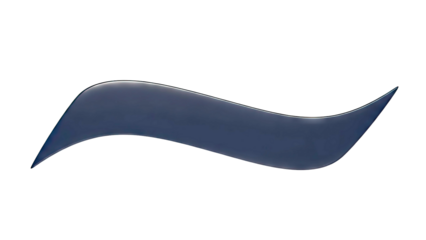 Glossy Dark Blue Swoosh Shape on White Background