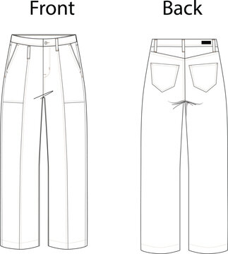 Long pants flat tech pack, sketch, 
