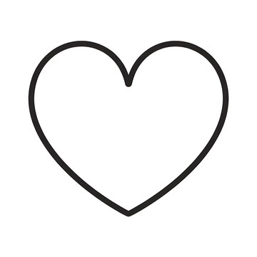 Simple black heart outline icon representing love and emotion isolated on white background