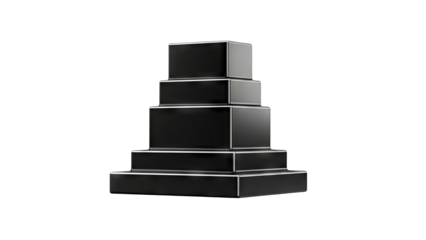 Modern Black Tiered Steps Sculpture with Silver Edges