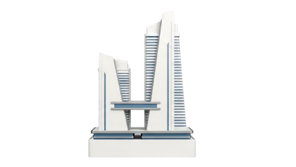 Modern Architectural Model of Twin Towers with Blue Accents