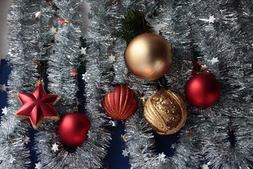 christmas tree and  colorful brilliant ornament