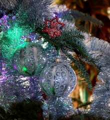 christmas tree and  colorful brilliant ornament