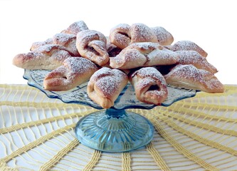 tasty homemade crisp croissants with jam