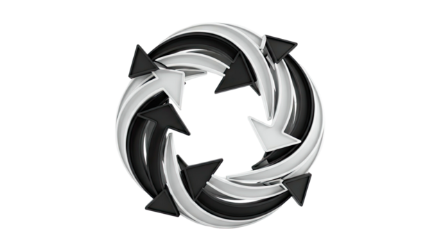 Recycle Symbol with Black and White Arrows - Powered by Adobe