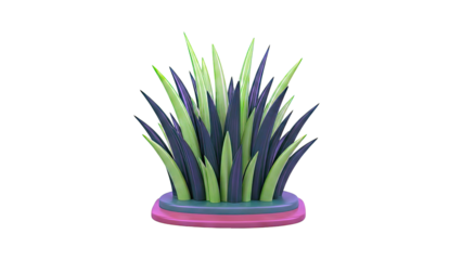 Stylized Green Grass Clump with Brown Base