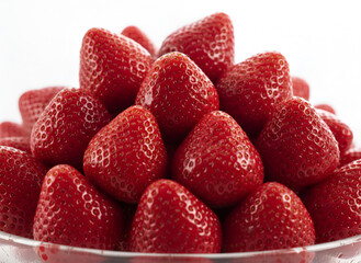 Fresh Strawberries with Cream on White Plate &ndash; Natural Light Dessert Photography