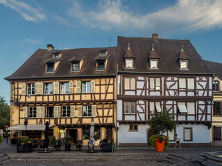 Colourful half-timbered houses in the old town of Colmar, Alsace, France.