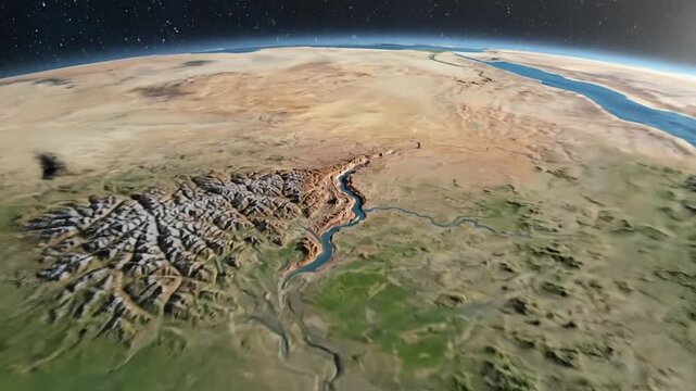 Earth from Space Pangea Concept Global View Map Planet Visualization