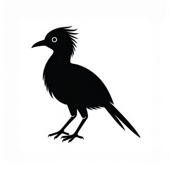 Black Silhouette Bird Perched Isolated Minimalist Art Vector Illustration