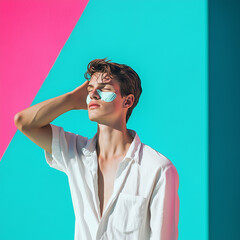 portrait of a young man for skincare ad